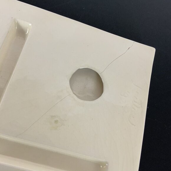 Bell Telephone Ceramic Trivet or Tic Tac Toe Board 1982 Beige Gold Logo Decor - Picture 3 of 5